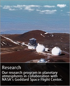 Research - Our research program in planetary atmospheres in collaboration with NASA's Goddard Space Flight Center.