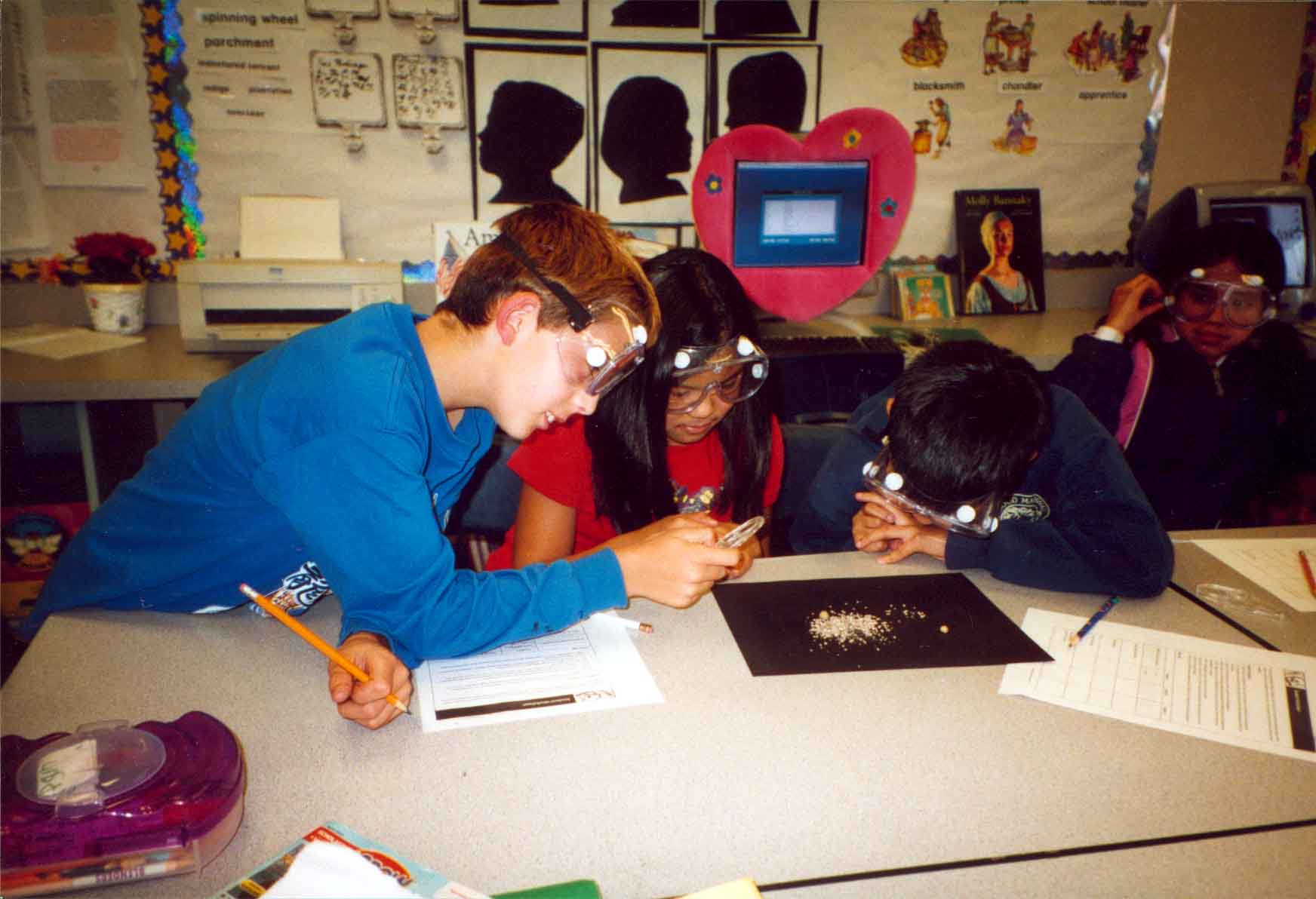 Students in a 5th grade class in San Diego,  CA,      conduct the Searching for Signs of Life activity found in the  Voyage Module's Grade   5-8    Unit. Click on Image for Details